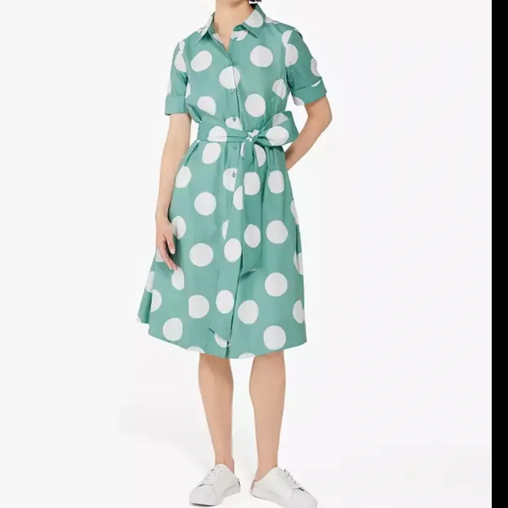 Kate Spade Grand Dot Midi Shirtdress Size XS Women Preppy Pockets Cotton Blend